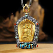 Buddha Stones Tibet Chinese Zodiac Natal Buddha Thangka Prosperity Rotatable Dzi Bead Necklace Pendant Necklaces & Pendants BS main