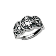 Buddha Stones Five-Emperor Coins Auspicious Wealth Adjustable Ring Ring BS 10