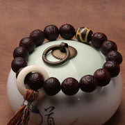 Buddha Stones Tibetan Bodhi Seed Agate Bead Luck Wealth Tassel Charm Wrist Mala