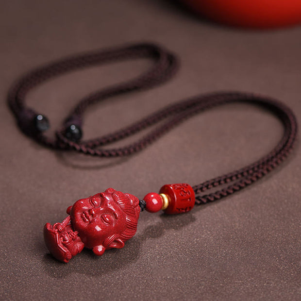 Buddha Stones Chinese Zodiac Natal Buddha Natural Cinnabar Amulet Keep Away Evil Spirits Necklace Pendant Necklaces & Pendants BS 4