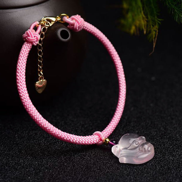 Buddha Stones Lucky Pink Crystal Fox Love String Bracelet Bracelet BS 5