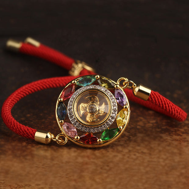 Buddha Stones Colorful Zircon Copper Wealth Luck Rotation Bracelet Necklace Pendant Bracelet Necklaces & Pendants BS 12