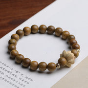 Buddha Stones Green Sandalwood Boxwood Lotus Soothing Bracelet Bracelet BS 1