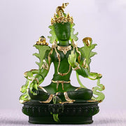 Buddha Stones Bodhisattva Green Tara Handmade Liuli Crystal Art Piece Protection Home Office Statue Decoration Decorations BS 15