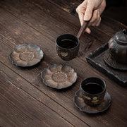Buddha Stones Vintage Lotus Flower Ceramic Cup Mat Pad Tea Cup Coaster Kung Fu Tea Mat