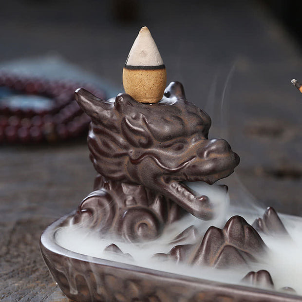 Buddha Stones Dragon Mountain Strength Ceramic Incense Burner Decoration