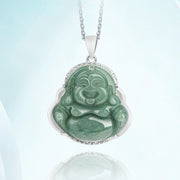 Buddha Stones 925 Sterling Silver Laughing Buddha Jade Abundance Necklace Chain Pendant Necklaces & Pendants BS 4