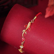 Buddha Stones 925 Sterling Silver Koi Fish Zircon Wealth Success Braided Chain Bracelet