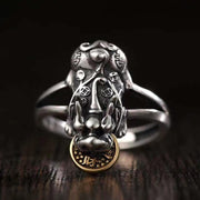 Buddha Stones PiXiu Copper Coin Wealth Luck Rotatable Ring