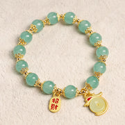 Buddha Stones Year of the Dragon Red Agate Green Aventurine Peace Buckle Fu Character Lucky Fortune Bracelet Bracelet BS 3