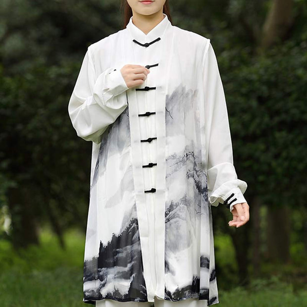3Pcs Ink Painting Meditation Prayer Spiritual Zen Tai Chi Qigong Practice Unisex Clothing Set Clothes BS 1