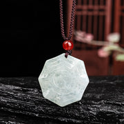 Buddha Stones Natural Jade Bagua Yin Yang Luck Necklace Pendant Necklaces & Pendants BS 1