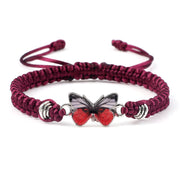 Buddha Stones Butterfly Freedom Love String Charm Bracelet Bracelet BS Wine Red-Red Butterfly