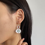 Buddha Stones Round Chalcedony Positive Dangle Drop Asymmetrical Earrings Earrings BS 6