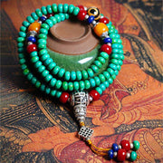 Buddha Stones 108 Mala Beads Tibetan Turquoise Dzi Bead Protection Bracelet Mala Bracelet BS 10