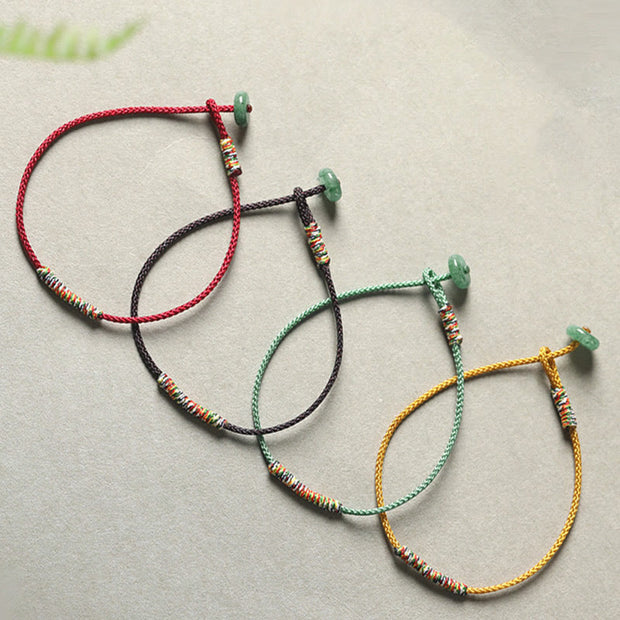 Buddha Stones Tibetan Handmade Green Aventurine Luck Protection Braided Rope Bracelet Bracelet BS 1