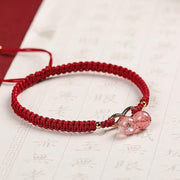 Buddha Stones Natural Strawberry Quartz Amethyst Green Phantom Bead Positive Bracelet Bracelet BS 7