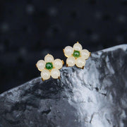 FREE Today: Release Negativity White Jade Flower Blessing Stud Earrings FREE FREE 1