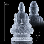 Buddha Stones Kwan Yin Avalokitesvara Handmade Figurine Liuli Crystal Art Piece Wealth Statue Home Offering Decoration