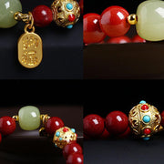 Buddha Stones Cinnabar Green Aventurine Fortune Protection Charm Bracelet Bracelet BS 17