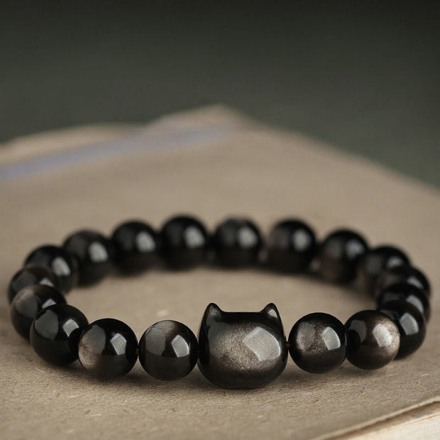 FREE Today: Absorbing Negative Energy Obsidian Cute Cat  Protection Bracelet FREE FREE main