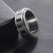 Buddha Stones Bagua Yin Yang Titanium Steel Balance Rotatable Ring Ring BS 10