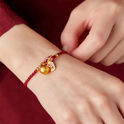 Buddha Stones Handmade Fu Character Charm Luck Happiness Bell Red Rope Bracelet Bracelet BS 4