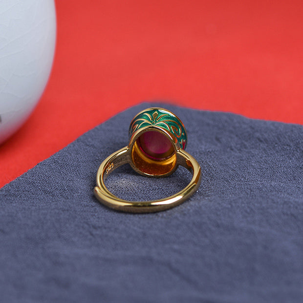 925 Sterling Silver Red Corundum Courage Ring (Extra 30% Off | USE CODE: FS30) Rings BS 6