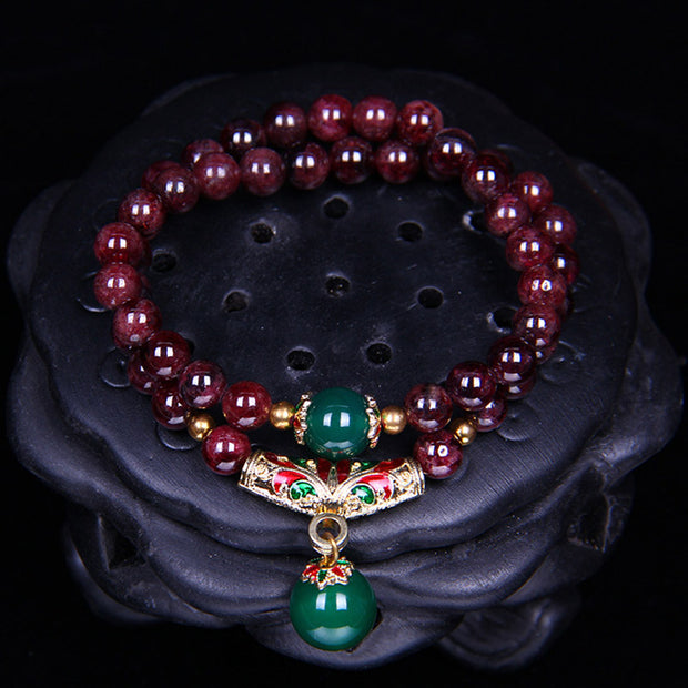 Buddha Stones Natural Garnet Blessing Bracelet Bracelet Necklaces & Pendants BS 4