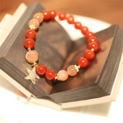 Buddha Stones Sun Stone Peach Moonstone Red Agate Crystal Star Wealth Bracelet Bracelet BS Sun Stone&Peach Moonstone&Red Agate