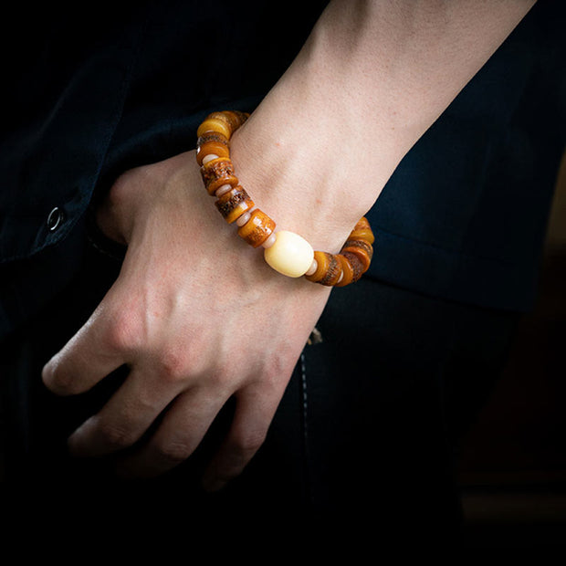Buddha Stones Tibetan Natural Camel Bone Amber Red Agate Turquoise Protection Luck Bracelet Bracelet BS 27
