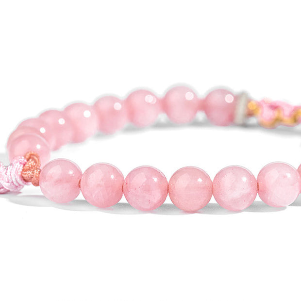 Buddha Stones 999 Sterling Silver Natural Red Agate Pink Crystal Cherry blossom Bracelet Bracelet BS 5