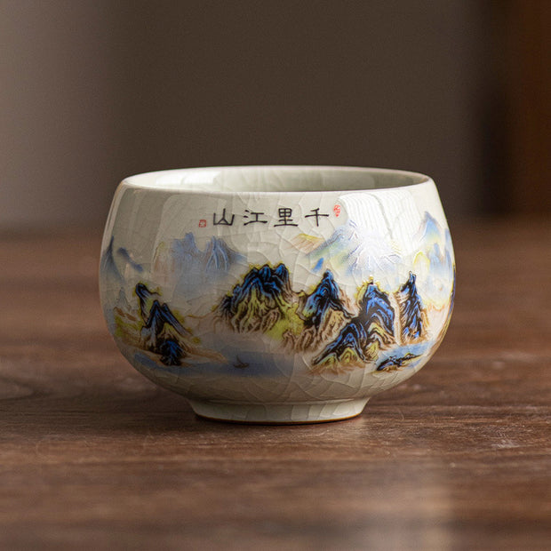Buddha Stones A Panorama of Rivers and Mountains Ceramic Teacup Kung Fu Tea Cup 150ml