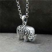 Buddha Stones 990 Sterling Silver Elephant Strength Necklace Pendant