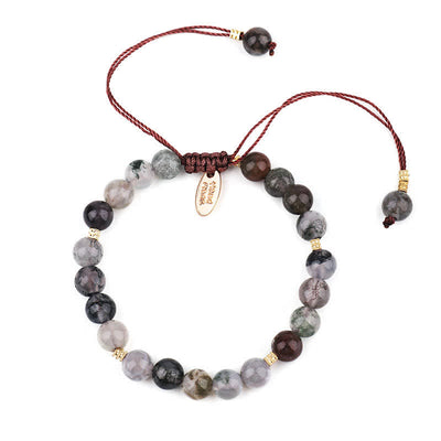 Buddha Stones Natural Gray Agate Tiger Eye Blue Sandstone Balance Bracelet (Extra 30% Off | USE CODE: FS30)