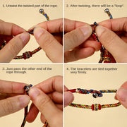 Buddha Stones Handmade Dragon Boat Festival Luck Colorful Rope Child Adult Bracelet