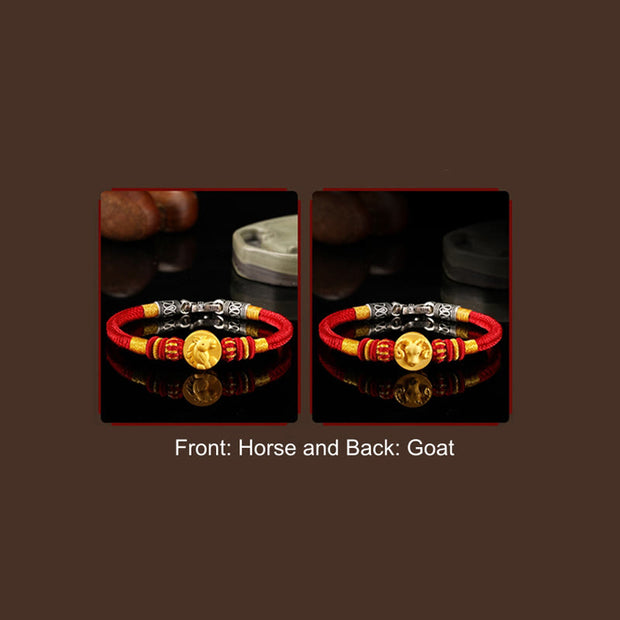 Buddha Stones 999 Gold Chinese Zodiac Auspicious Matches Om Mani Padme Hum Luck Handcrafted Bracelet Bracelet BS 22