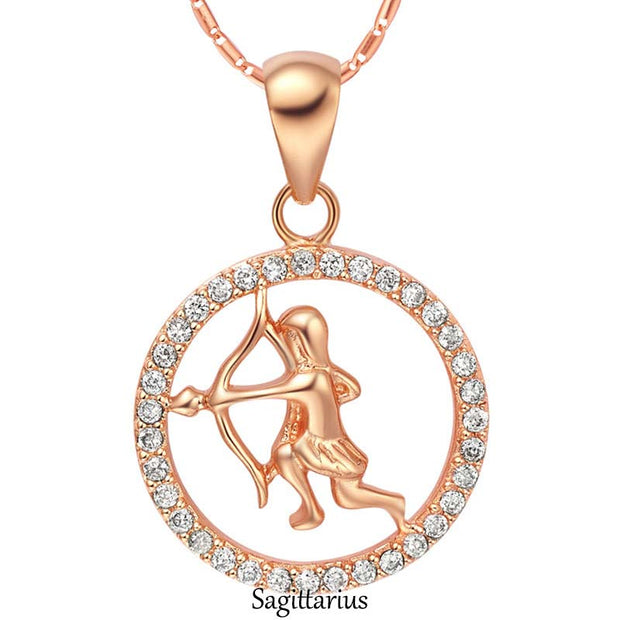 12 Constellations of the Zodiac Rhinestone Luck Necklace Chain Pendant (Extra 30% Off | USE CODE: FS30) Necklaces & Pendants BS Sagittarius