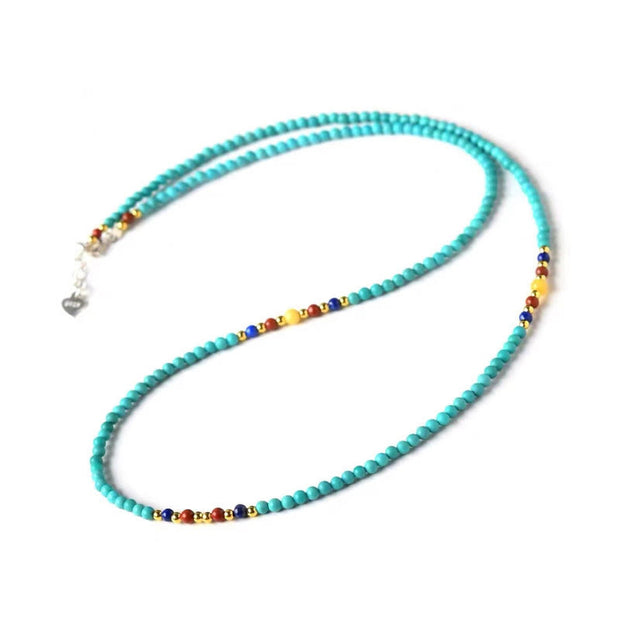 Buddha Stones Turquoise Amber Red Agate Protection Bracelet Necklace Pendant Bracelet Necklaces & Pendants BS Turquoise Necklace