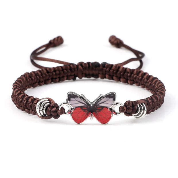 Buddha Stones Butterfly Freedom Love String Charm Bracelet Bracelet BS Brown-Red Butterfly