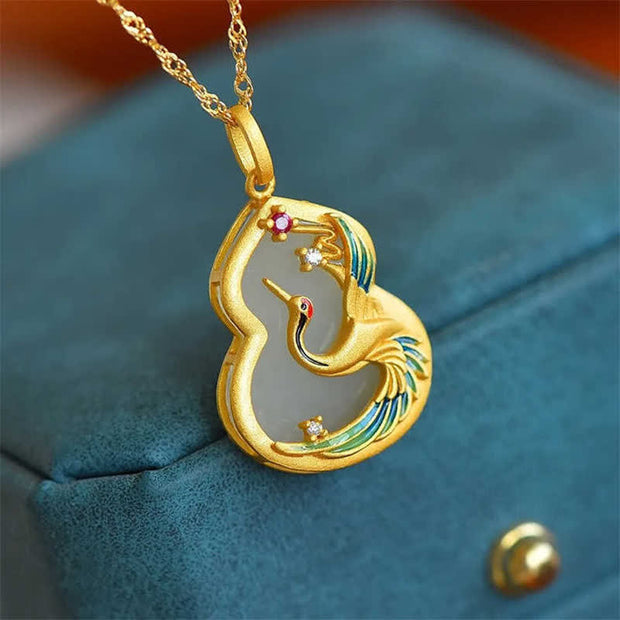 Buddha Stones White Jade Phoenix Copper Protection Necklace Pendant Necklaces & Pendants BS 1