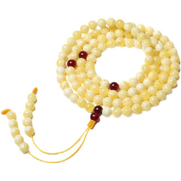 Buddha Stones 108 Beads Amber Healing Bracelet Mala