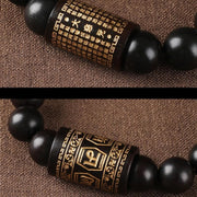 Buddha Stones Lightning Strike Wood Om Mani Padme Hum Protection Bracelet