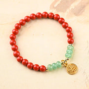 Buddha Stones Tibetan Cinnabar Green Aventurine Luck Bracelet Necklace Bracelet BS Bracelet