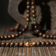 Buddha Stones 999 Gold 108 Mala Beads Kalimantan Agarwood Cyan Jade Six True Words Strength Bracelet Bracelet Mala BS 13