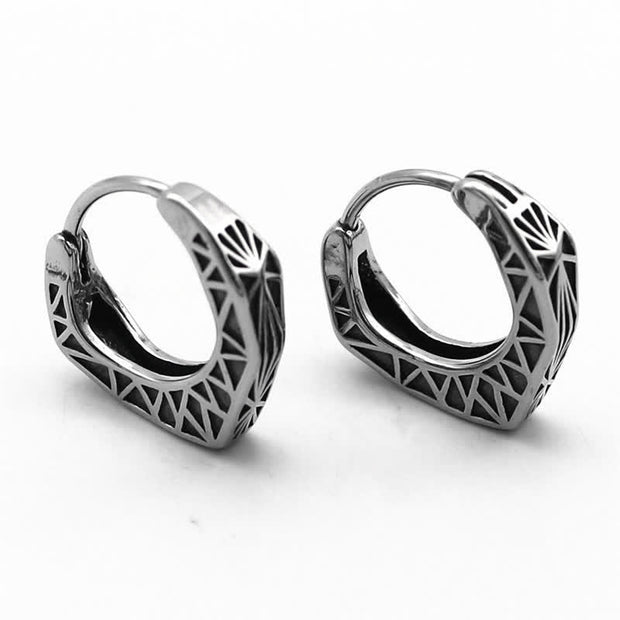 Buddha Stones Viking Hoop Titanium Steel Balance Earrings Earrings BS 4
