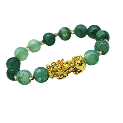 Buddha Stones Handmade Cyan Jade Pi Xiu Success Bracelet Bracelet BS main