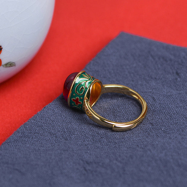 925 Sterling Silver Red Corundum Courage Ring (Extra 30% Off | USE CODE: FS30) Rings BS 5