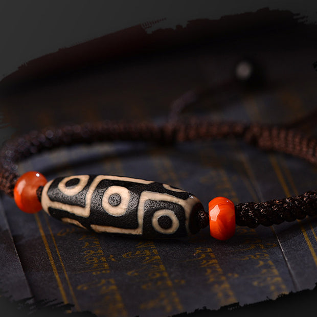 Buddha Stones Tibetan Nine-Eye Dzi Bead Prosperity String Bracelet ...