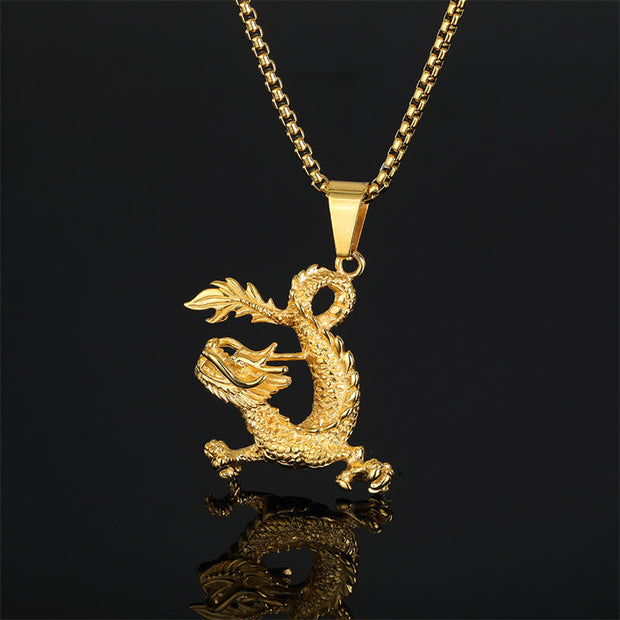 Buddha Stones Dancing Dragon Pattern Luck Necklace Pendant